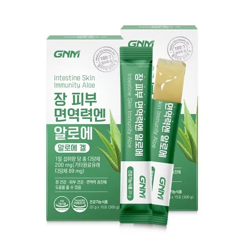 GNM 장 피부 면역력엔 알로에 / 먹는 알로에겔 이뮨 젤리스틱 장건강 피부건강 면역력증진  20g, 30포