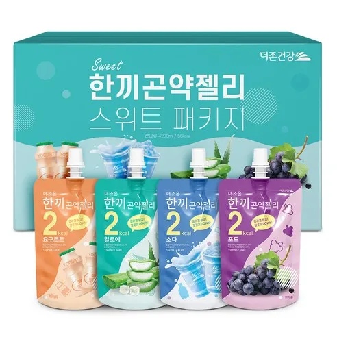 더존건강 한끼곤약젤리 스위트패키지 소다 150ml x 7p + 포도 150ml x 7p + 요구르트 150ml x 7p + 알로에 150ml x 7p 세트