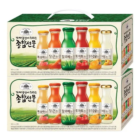 가야농장 주스 6종 종합선물세트, 180ml, 24개