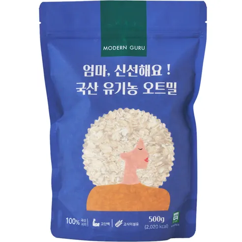 모던구루 엄마 신선해요 국산 유기농 오트밀, 500g, 1개