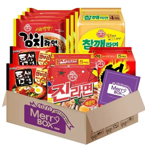 오뚜기 봉지라면 5종 (진라면매운맛5p+열라면5p+참깨라면4p+김치라면4p+틈새라면2p)