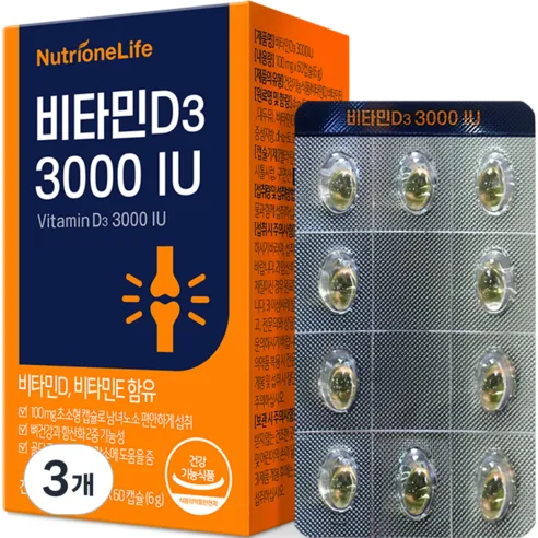 뉴트리원 비타민D3 3000 IU 6g, 60정, 3개