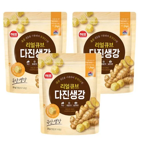 해표 리얼큐브 다진생강, 23g, 3개