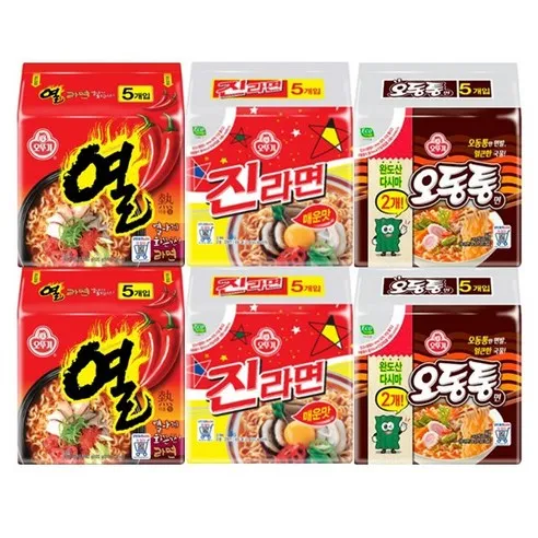 진라면 매운맛 5입x2개+열라면 5입x2개+오동통면 5입x2개