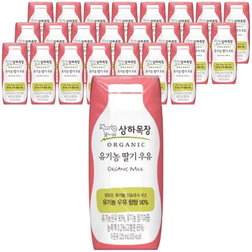 매일유업 매일상하목장 유기농 딸기우유 125ml, 125ml, 24개