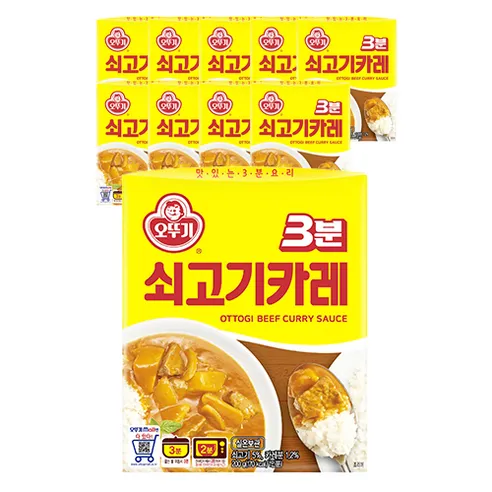 오뚜기 3분 쇠고기카레, 200g, 10개