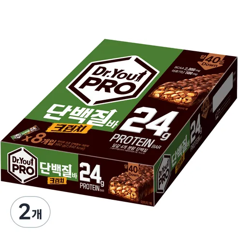 오리온 닥터유 프로 단백질바 크런치, 560g, 2개