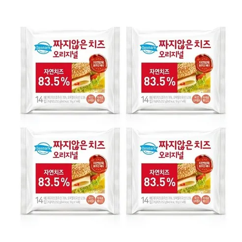 동원 덴마크 짜지않은치즈 오리지널 252g(14매입) x 4봉, 252g, 4개